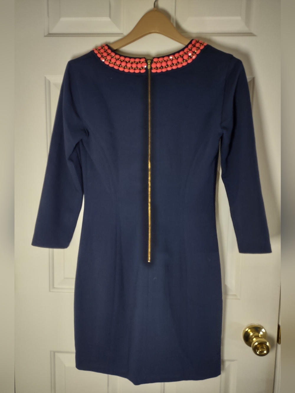 Lilly Pulitzer Navy Dress with Coral Embellishments - Picture 2 of 11